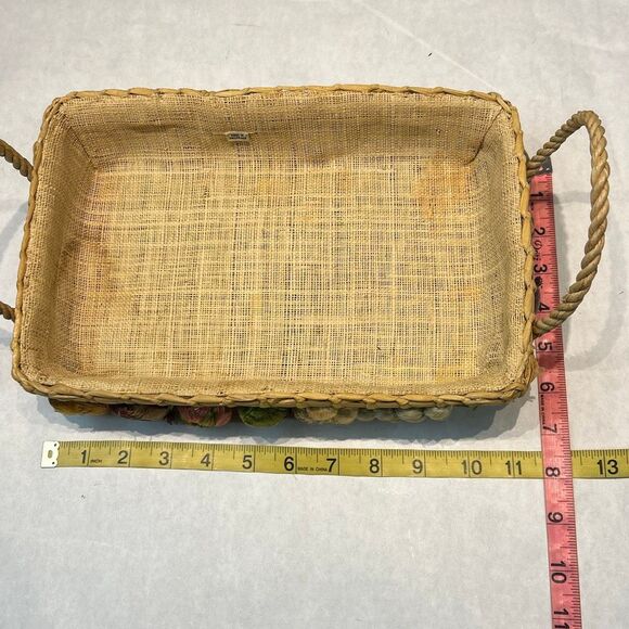 Vtg Woven Straw Lined Basket with 3D Fruit on Sides Phillipines Handmade Boho - Picture 11 of 12